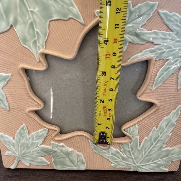 Ceramic Photo Frame 3D Maple Leaf Ceramic Glazed Textured 7" X 7" Nature Fall - Picture 9 of 13